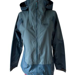 REI Co-op Women’s Rain Jacket Gore-Tex Rain Outdoors Teal Blue Small